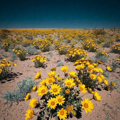 Yellow Desert Flower Field