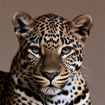 Close-up leopard face portrait