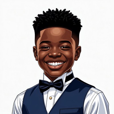 Smiling African-American boy in bow tie