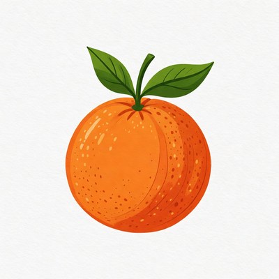 Orange fruit with green leaf