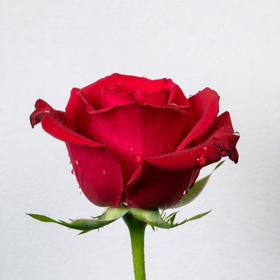 Red Rose with Water Droplets