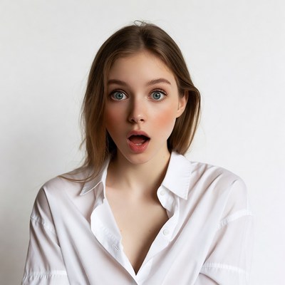 Young woman with surprised expression