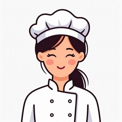 Smiling Asian chef woman illustration
