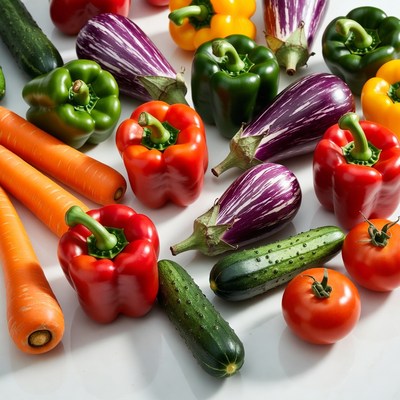 Colorful Fresh Vegetables on White Background
