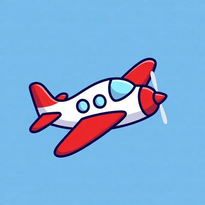 Red Cartoon Airplane Flying