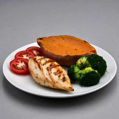 Grilled Chicken with Sweet Potato and Broccoli
