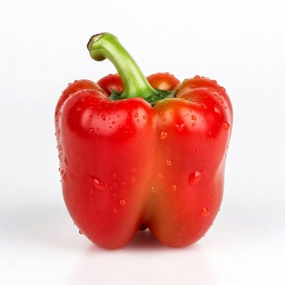 Fresh Red Bell Pepper with Water Droplets