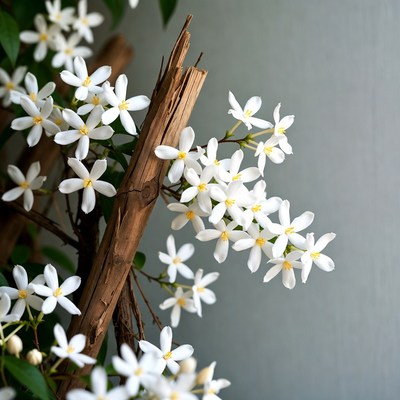 White Star Jasmine on Driftwood