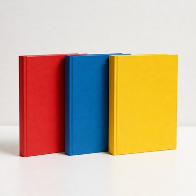 Red Blue Yellow Notebooks on White