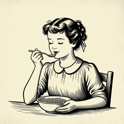 Girl eating cereal bowl