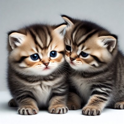 Two Cute Tabby Kittens Cuddling