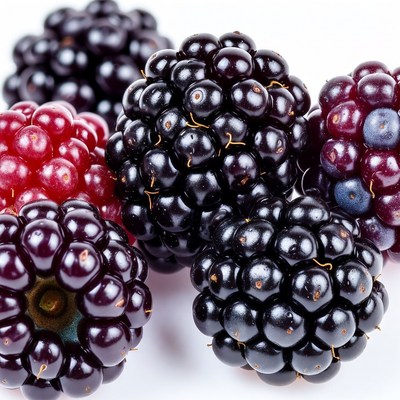 Fresh Blackberries on White Background