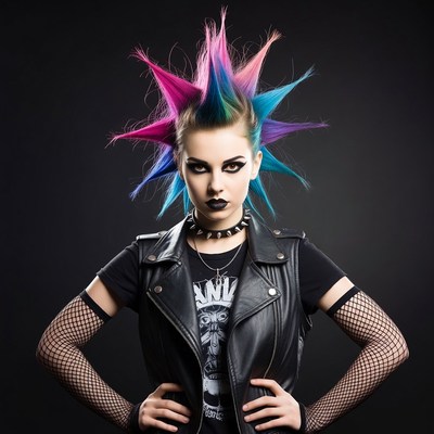 Punk woman with colorful mohawk