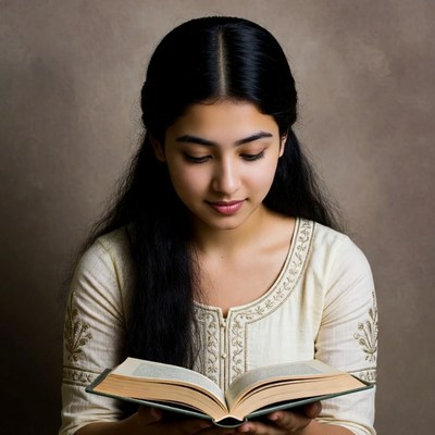 Indian girl reading book