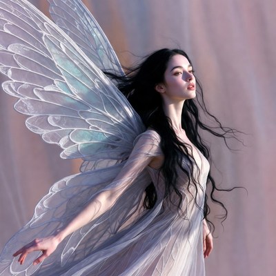 Woman with ethereal fairy wings