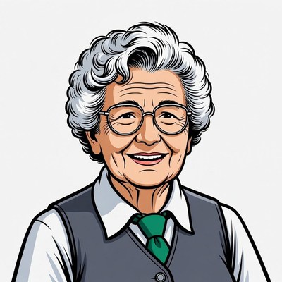 Elderly woman smiling in illustration