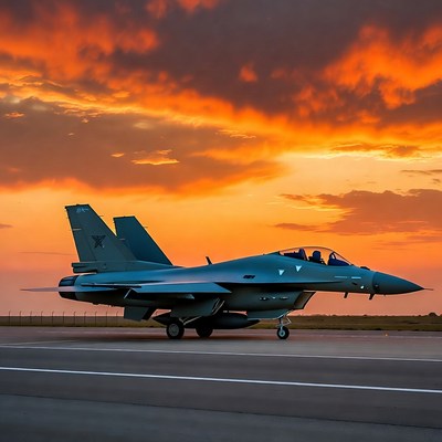 J-31 Fighter Jet at Sunset