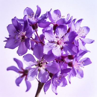 Purple Flower Cluster on White Background