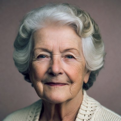 Elderly woman with silver hair