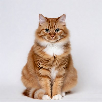 Fluffy Orange Tabby Cat Sitting