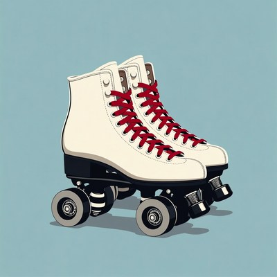 White Roller Skates with Red Laces