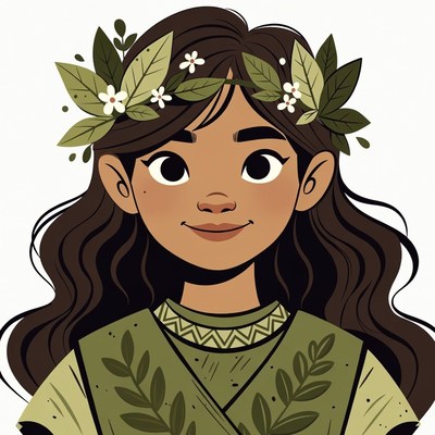 Girl with leafy flower crown