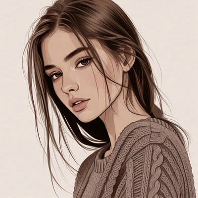 Beautiful woman in sweater portrait