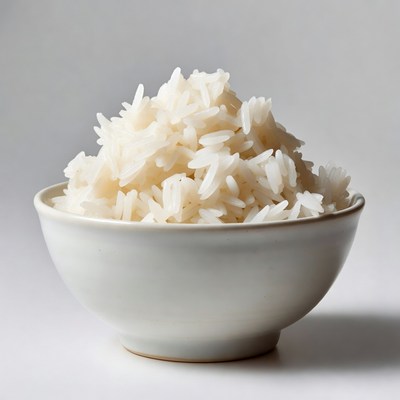 Steaming White Rice in Bowl