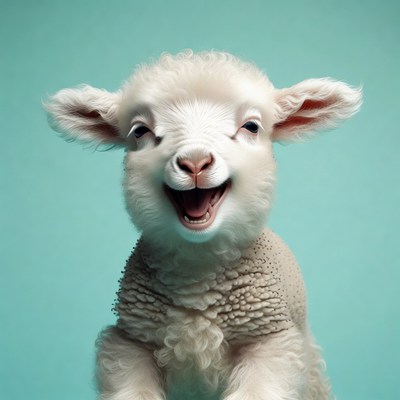 Cute baby lamb smiling