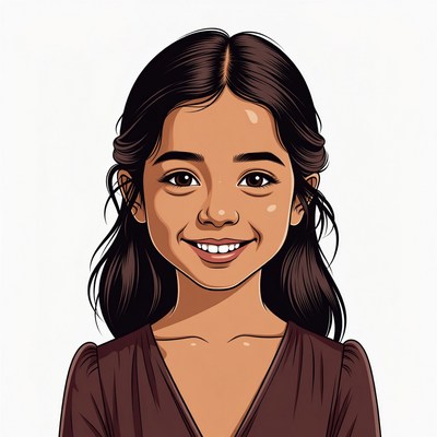 Smiling Asian girl portrait illustration