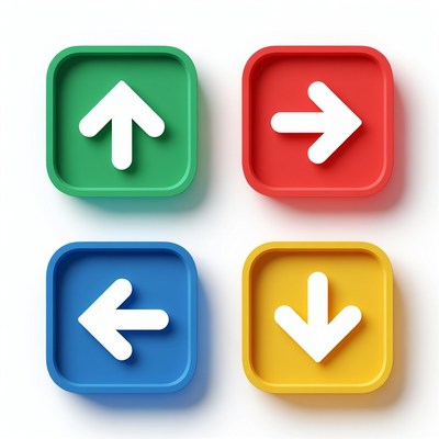 Colorful 3D Arrow Direction Buttons