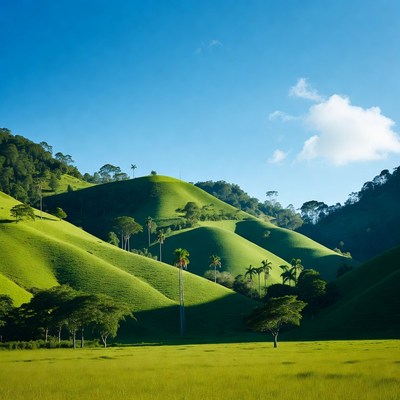 Lush Green Rolling Hills Landscape