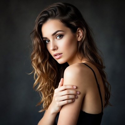 Beautiful woman with wavy brown hair