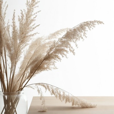 Pampas Grass in Glass Vase