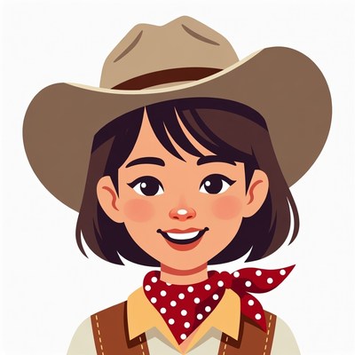 Smiling Asian Cowgirl in Hat