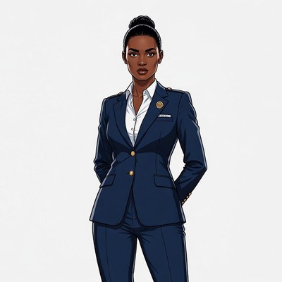 African-American woman in navy suit