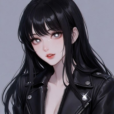 Anime girl in leather jacket