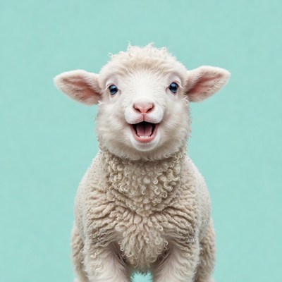 Cute baby lamb smiling