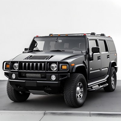 Black Hummer H2 SUV Front View