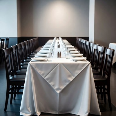 Empty Long Conference Table Set