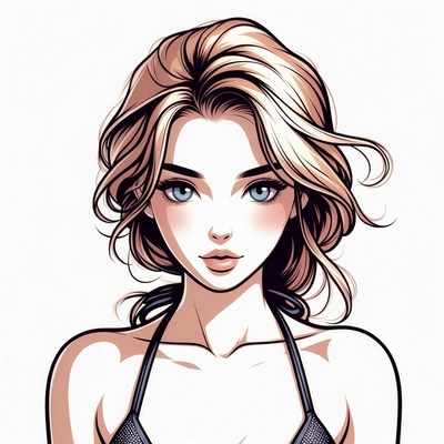 Blonde woman in black bikini