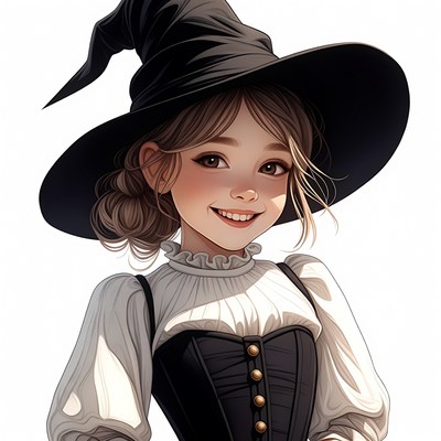 Anime girl wearing witch hat