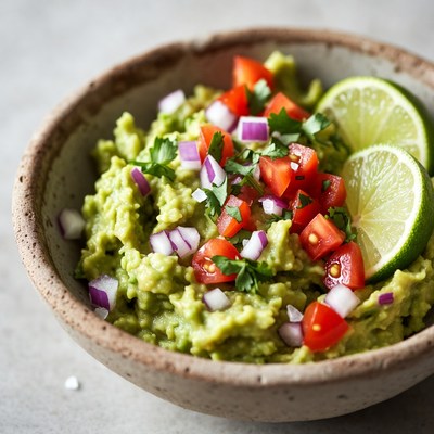 Fresh Guacamole with Lime and Tomatoes