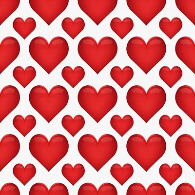 Red Heart Seamless Pattern