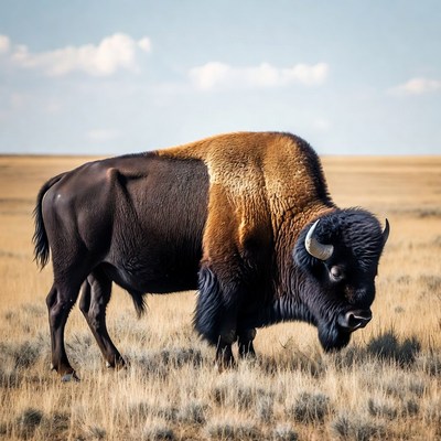 Bison standing in grassy field