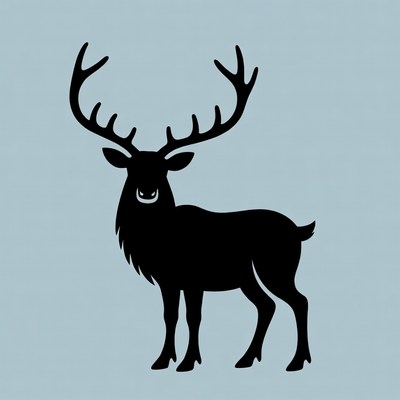Black silhouette of standing deer