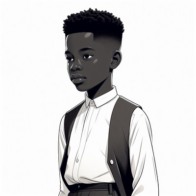 African boy in vest and shirt