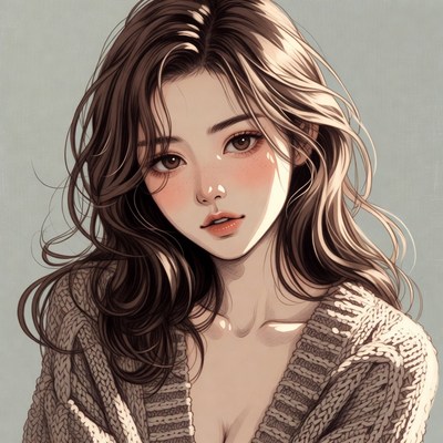 Beautiful Asian woman in sweater