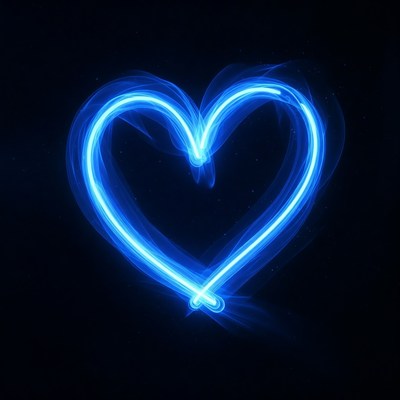 Glowing Neon Blue Heart