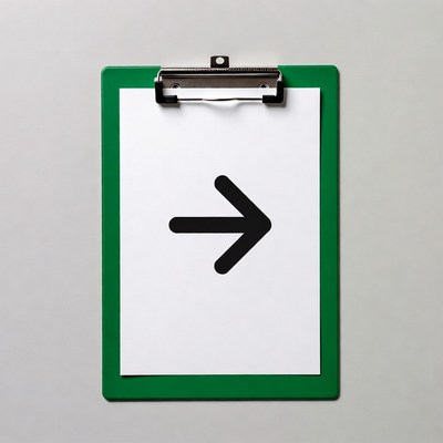 Green Clipboard with Arrow Sign